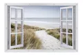 artissimo Poster XXL Garten-Poster 120x80cm Strand Fenster Outdoor-Deko, Outdoor-Poster: Fenster-Blick auf den Strand