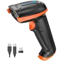 Tera Kabelloser Handheld-Barcode-Scanner 1D Laser Wireless und USB-Wired mit Akkustandsanzeige, Extra Großem Akku 2000mAh und Ergonomischem Design, Patent-Nr.: EU008489413, Upgrade-Modell 5100,Orange