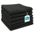 6er Set Handtücher in 50x70 cm  saugstarke Duschtücher in schwarz  mit prakti...