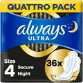 Always Secure Night Damenbinden Flügel 36 Stück Nacht Saugfähig Periode