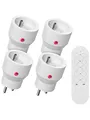 SURNICE 4 Mini-Steckdosen, programmierbar, Fernbedienung, kabellos, 40 m Reichweite, Plug and Play, 2300 W, 10 A, zwei CR2032-Batterien kostenlos, Weiß