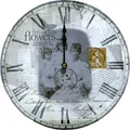 Vintage Wanduhr, Postkarten Motiv, römische Zahlen, D 31 cm