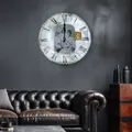Vintage Wanduhr Wanddeko Uhr Für Wohnzimmerwand Uhr Retro, Römische Zahlen, Motiv Postkarte, Mdf Lackiert, 1x Aa Batterie, Dxt 31x4 Cm