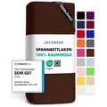 Jacobson Spannbettlaken BOXSPRING & ÜBERLÄNGE aus 100% Baumwolle, für hohe & lange Matratzen, Jersey Bettlaken 160 g/m2 braun 180 - 200 cm x 220 cm