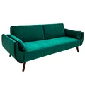 invicta INTERIOR Retro Schlafsofa DIVANI 220cm smaragdgrün Samt Bettfunktion Schlafcouch Schlaffunktion Couch