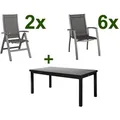 KETTLER Altura Garten-Essgruppe, anthrazit, Alu/Textilene, Tisch 180/240x100cm, 6 Stapel-, 2 Klappstühle