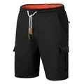 Mount Swiss - Herren Cargo Shorts mit 6 Taschen & Klett- BZW. Reiß-Verschluss I Freizeit Hose I Größe XXL, Schwarz