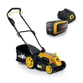 Mowox® EM 38 P-Li Lithium-Ion Akku-Rasenmäher mit 38 cm Schnittbreite, für Rasen bis 350 m², inkl. 40 V / 2,5 Ah starker Akku und Schnellladegerät (Ladedauer 35 min.), 5-fache Höhenverstellung