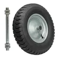 Garronda Ersatzrad Schubkarre 4.80/4.00-8 Schubkarrenrad Ø 405 mm Luftreifen 8PR Reifen bis 180 kg mit Achse Stahlfelge Kugellager für Gartenwagen Hof Baustelle GD-0163, Schwarz-Silber