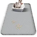 Silikon Katzenstreu Matte XXL 88x56cm, Extra Große Katzenklo Unterlage, Wasserfest & Urindicht, Flexibler Rand für einfaches Ausleeren, rutschfest, Leicht zu Reinigen, Grau, für Mehrkatzenhaushalte