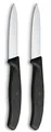 Victorinox Swiss Classic, Schäl- und Gemüsemesser Set, 2teilig, Extra Scharfe Klinge, Gerader Schliff für Präzise Schnitte, 8 cm, Rostfreier Stahl, Schwarz