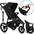 Lionelo Dreirad-Jogging-Kinderwagen AZURA von 6 Monaten bis 22 kg Verstellbare Rückenlehne in eine Liegeposition Vollständige Stoßdämpfung XXL-Verdeck