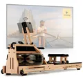 SportPlus Rudergerät für Zuhause Wasser - Wasserrudergerät Designed in Germany - Rudergerät Wasser klappbar Robustes Eichenholz - Premium Rudermaschine Holz bis 150 kg & 200 cm