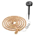 esotec Solar Lichterkette Cord Light, 4,5 Meter, 60 LEDs, warmweiß, Zuleitung 2m, Juteseil, Naturkordel Seil, Akku, Solarmodul, Erdspieß, Hochzeitsdeko, autark, Wintergarten, außen, winterfest, 102164