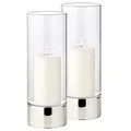 EDZARD 2er Set Windlicht Granada (H 25 cm, ø 9 cm) einteiliges Glas, Fuß in Silber-Optik, Kerzenglas Indoor und Outdoor, für Kerzen bis Durchmesser 8 cm, ideal für die Dauerkerze Cornelius von Edzard