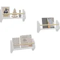 Woltu Kinder-Wandregal, Weiß, Holzwerkstoff, Holz, Echtholz, Nachbildung,Kiefer, 3 Fächer, 45x23x12.7 cm, Kinder- & Jugendzimmer, Kindermöbel, Kinderregale