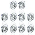 max K O M F O R T 10x Glas Einbaustrahler 10er Set mit LED Ring 3,5W warmweiß + GU10 Fassung – Eckige Einbauleuchten, Rostfreier Deckenspot, Chrom, inkl. Trafo 4111