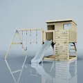 OutdoorToys Spielturm Nils aus Holz in Blau Eisblau, mit Trapezstange