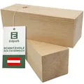 Edpas Schnitzholz Zirbenholz - 2er Set Holzblock (20x7x7cm) - Großes Schnitzholz Zirbel Rohlinge - Naturbelassenes Holz zum Schnitzen für Kinder - Drechselholz aus Zirbe