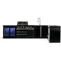 GORILLER® BLACKBACK XL3 Outdoor-Küche, Gasgrill mit Doppel-Kühlschrank, Waschbecken, Extra-Arbeitsfläche, Stauraum,Ecke, Edelstahl, Schwarz - Schwarz
