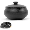 aschenbecher mit deckel für draußen aschenbecher aschenbecher mit deckelaschenbecher für draussen aschenbecher groß aschenbecher keramik schwarz - Schwarz