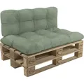POKAR Palettenkissen mit schöner Steppung Auflage Palettensofa, Größe:Set Sitzkissen 120x80 + Rückenkissen 120x40, Farbe:Grün - Grün