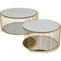 Couchtisch Beistelltisch 2er Set Stahl Gestell Glas Platte Gold Kare Design