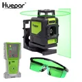 Huepar 901CG Kreuzlinienlaser Set mit Laserdetektor LR8RG + Laserbrille GL01G