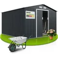 Juskys Metall Gerätehaus - Geräteschuppen Gartenhaus Garten Schuppen Mit Fundament, Schiebetür & Satteldach - Xxl Anthrazit - 15m3 - 277 × 319 × 192 Cm