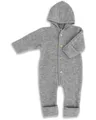 Engel Overall mit Kapuze, 100% Schurwolle Fleece, Natur, Gr. 50/56-86/92, 4 Farben (62/68, Hellgrau melange)