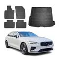 OMAC Fußmatten & Kofferraumwanne Set kompatibel mit Volvo V60 2019-2026 Gummi TPE Schwarz 5X