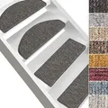 Floordirekt Stufenmatten Alto, Treppenschutz Stufenmatten in halbrund, rutschhemmend mit Winkelschiene & Klebestreifen, Treppenmatte innen - anthrazit - Dunkelgrau
