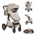 Moni Kinderwagen Alma Sportsitz Tragetasche umbaubar Wickeltasche Sitz umkehrbar, Farbe:beige