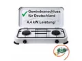 BlueCraft Gaskocher 2 flammig 50mbar Propan Gas Campingkocher 4,4 kW Gas-Kochfeld Gasherd, (mit Schlauch 100 cm und Gas Regler Druckminderer), Camping Gas Kocher 2 flammen für Gasflasche