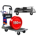 PROREGAL Profi-Plattformwagen Transportwagen Rhino 150kg klappbar mit Gummiräder, 360° Lenkrollen & Bockrollen mit Feststellbremse, mit Werkzeugtasche & 6 Sicherungsösen, Transporthilfe groß & leicht
