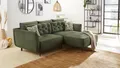 Ecksofa Wohnlandschaft Couch Polsterecke Salo Velours grün Retro Kissen 251x186