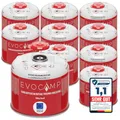 EVOCAMP 10x Propan Butan Gaskartuschen 300g, Schraubventil Eurogewinde 7/16", Ventilkartuschen 539ml mit Sicherheits-Verschlussautomatik, Gaskartuschen einsetzbar für Weber Grills Q100/1200-Serien
