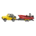 siku 1658, Jeep with Boat, Metal/Plastic, Yellow/Red, Removable trai (US IMPORT)
