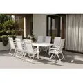 KETTLER Garten-Essgruppe, hellgrau/weiß, Aluminium/Outdoorgewebe, Ausziehbar 180/240 x 100 cm, 8 Klappstühle