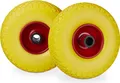 Relaxdays Sackkarrenrad Set, pannensicher, 3.00-4 Vollgummireifen, Stahlfelge, 25mm Achse, 100 kg, 260x85mm, gelb-rot