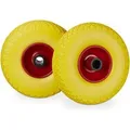 Relaxdays Sackkarrenrad 2er Set Vollgummi Gelb Rot Pannensicher 26 cm x 8,5 cm 1 kg