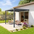 PRIMEYARD  3x3 m Anbaupergola in Anthrazit, mit Lamellendach in anthrazit - (400136)