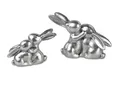 Ostern- lustiges Hasenpaar silberfarbend 15cm aus Keramik 1 von 2