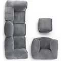 LUMALAND Modulares Basic Set (5-tlg.) aus der Cord-Reihe - Bezug soft & waschbar - Grau - Grau