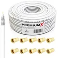 PremiumX 25m SAT Koaxial Kabel 135dB 4-fach SAT Antennenkabel Koaxialkabel Koaxkabel Satellitenkabel 4K 1080p FULL HD HDTV DVB-S/S2 DVB-C DVB-T BK