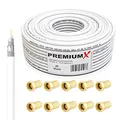 Premium X 25m SAT Koaxial Kabel 135dB 4-fach SAT Antennenkabel Koaxialkabel Koaxkabel Satellitenkabel 4K 1080p FULL HD HDTV DVB-S/S2 DVB-C DVB-T BK Anlage SAT-Kabel 10x F-Stecker