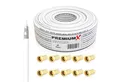 PremiumX 25m BASIC Koaxialkabel 135dB 4-fach SAT Koax Kabel 10x F-Stecker SAT-Kabel