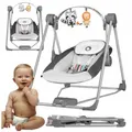 lionelo Babyschaukel OTTO, Spielzeug Karussell, Sicher und stabil, Wippfunktion, 0+ bis 9 kg, Grau