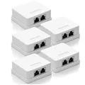 deleyCON 5x CAT 6a Netzwerkdose - 2x RJ45 Buchse, FTP Geschirmt, Aufputz Montage, 10 Gbit - Ethernet Netzwerk LAN Dose RAL 9003 - Weiß