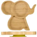 Relaxdays Babyteller Elefant Bambus Natur mit Saugnapf 3 Fächer 3 x 23 x 19,5 cm 0,33 kg